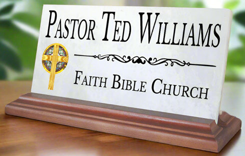 Pastor Name Plate or Christian Church Clergy Desk Nameplate