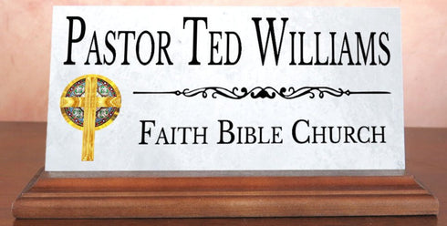 Pastor Name Plate or Christian Church Clergy Desk Nameplate