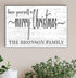 Personalized Merry Christmas Sign - Custom Family Name Holiday Decoration