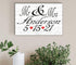 Mr & Mrs Wedding Gift Sign - Personalized with Name & Date for Couple
