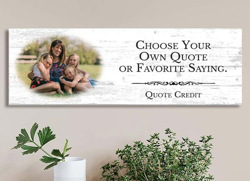 Personalized Quote and Oval Photo Plaque – Custom Wood Sign with Favorite Saying