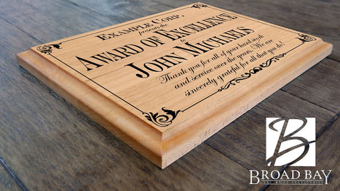 Personalized Recognition Award Plaque With Message Custom Appreciation Gift Sign For Employee - Solid Wood