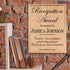 Recognition Plaque - Custom Appreciation Award Gift - Promotion, Retirement, or Achievement - Solid Wood