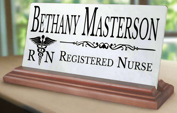 Registered Nurse Nameplate RN Gift - Solid Marble - Custom Nurses Name Plate