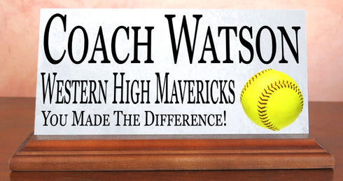 Softball Coach Gift Plaque Custom Team End of Season Gift For Great Coaches