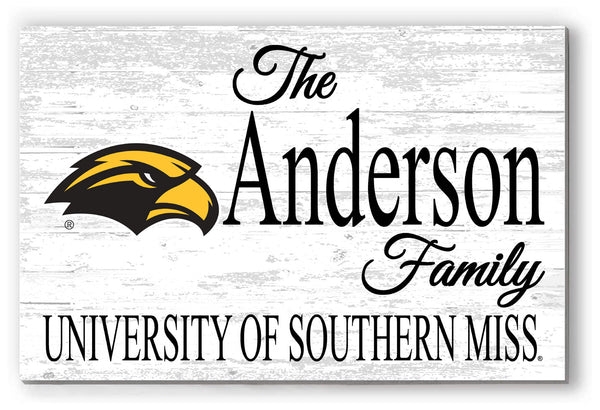 Southern Miss Family Name Sign for Southern Mississippi Alumni, Fans or Graduation