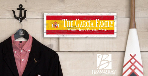 Spanish Flag Family Name Sign – Personalized Spain Heritage Plaque with Custom Names