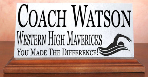 Swim Coach Gift Plaque Custom Swimming Team Appreciation Award For Great Coaches