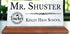Teacher Desk Nameplate – Personalized Marble Name Plaque with School Name & Badge Design