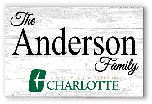 UNC Charlotte Family Name Sign for Charlotte 49ers Alumni, Fans or Graduation