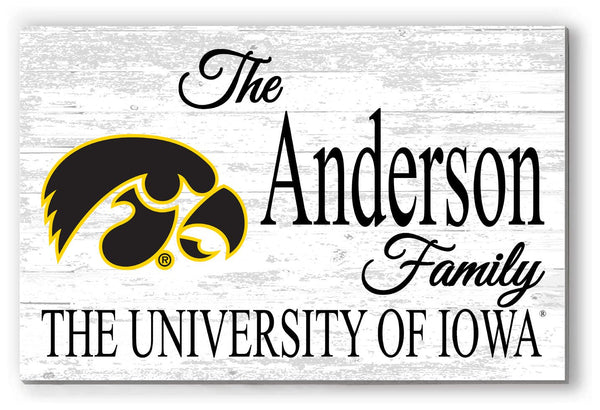 University of Iowa Family Name Sign for Iowa Hawkeyes Alumni, Fans or Graduation