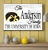 University of Iowa Family Name Sign – Personalized Hawkeyes Wood Plaque for Alumni or Graduation