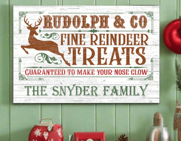 Vintage Christmas Sign Rudolph Reindeer Treats Holiday Decoration