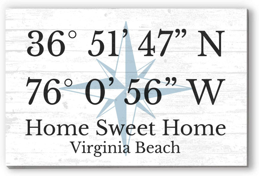 Wood GPS Coordinate Sign Custom Location Latitude Longitude Wall Art - 16.5" x 10.5" - Broad Bay Personalized Gifts Shipped Fast