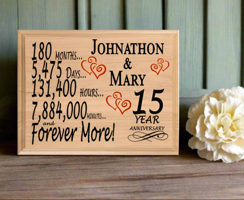 15 Year Anniversary Gift Personalized Sign 15th Wedding Anniversary Present