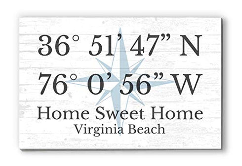 Wood GPS Coordinate Sign Custom Location Latitude Longitude Wall Art - 16.5" x 10.5"