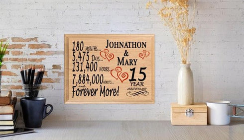 15 Year Anniversary Gift Personalized Sign 15th Wedding Anniversary Present