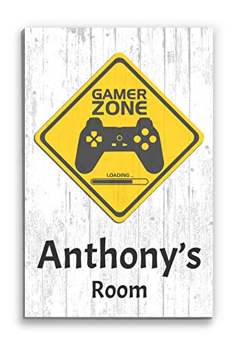 Custom Gamer Sign Gift for Boys Room Personalized Video Gamer Zone Wall Art