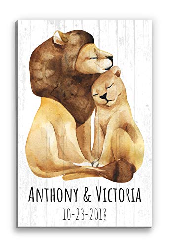 Personalized Two Lions Valentine’s Day Gift Custom Solid Wood Sign for Wife, Husband, Girlfriend, or Boyfriend -