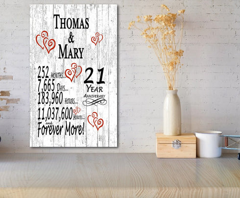 21 Year Anniversary Gift Personalized Names 21st Wedding Anniversary Present