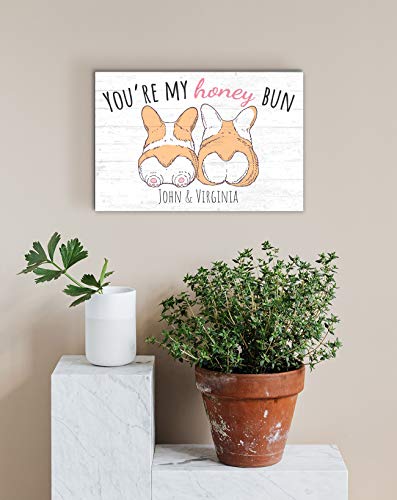 Cute Sign for Wife or Girlfriend Customized Solid Wood Decor “You’re My Honey Bun” - 16.5” x 10.5”