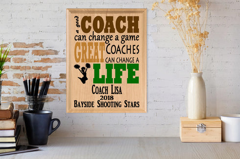 Cheer Coach Gift - Cheerleader Coaches Award Plaque