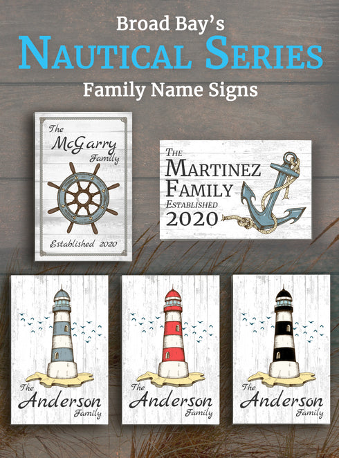 CUSTOM Beach House Sign Family Name & Established Date Personalized Nautical Ship Wheel