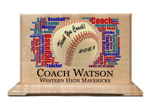 Custom Baseball Coach Gift Plaque Personalized Award For Great Team Coaches