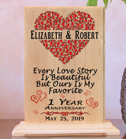 Personalized Anniversary Gift Plaque By Year for Husband Wife or Couple