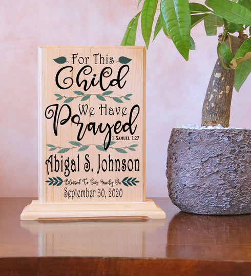 For This Child We Have Prayed Plaque