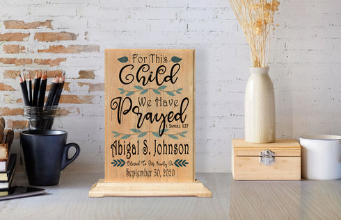 Personalized Baby Gift For Christian Family For This Child We Have Prayed Plaque