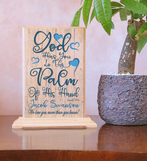 Baptism or Birth Gift Personalized God Has You In The Palm Of His Hand