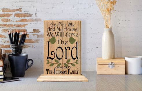 As For Me And My Family We Shall Serve The Lord Plaque PERSONALIZED Family Name