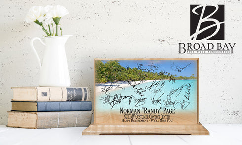 Custom Retirement Gift Plaque Personalized Signable Beach Theme