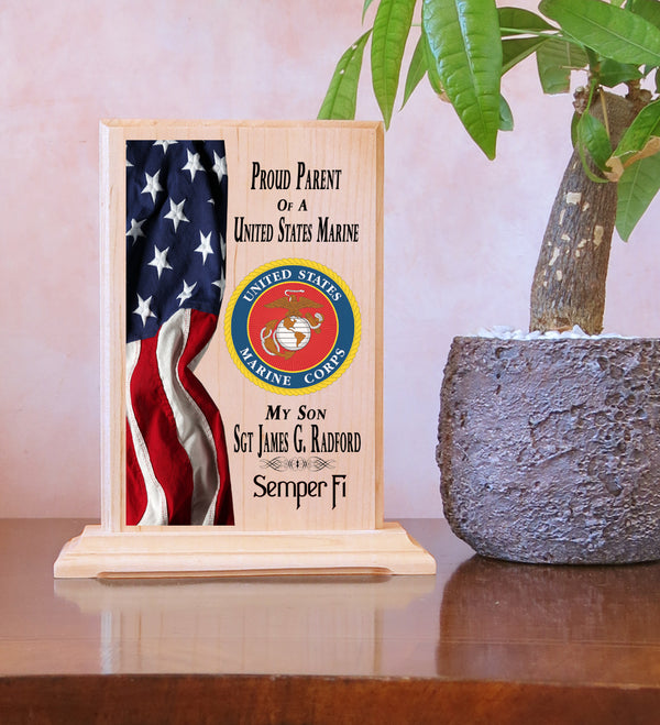Proud Marine Parent Gift Plaque Personalized Official USMC Family