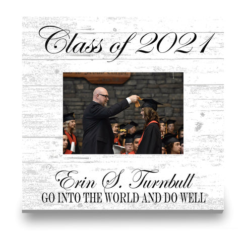 Graduation Frame With Photo Printed on Wood Personalized for High School, College or University