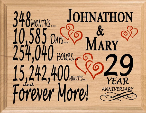 29 Year Anniversary Gift Personalized Keepsake 29th Wedding Anniversary Present