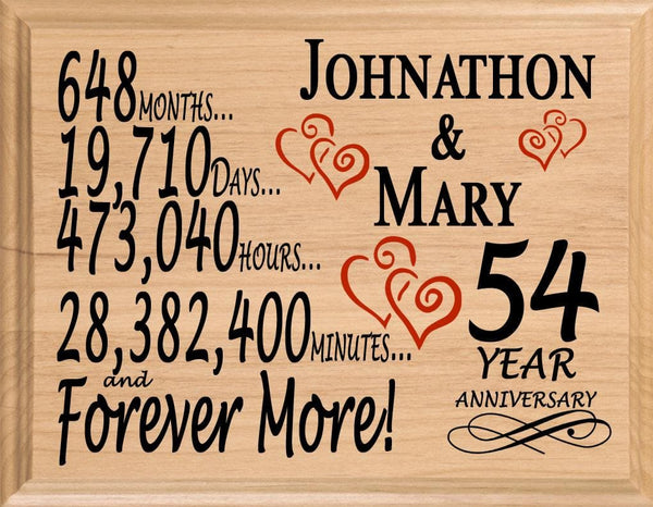 54th Anniversary Gift Personalized 54 Year Wedding Anniversary Present