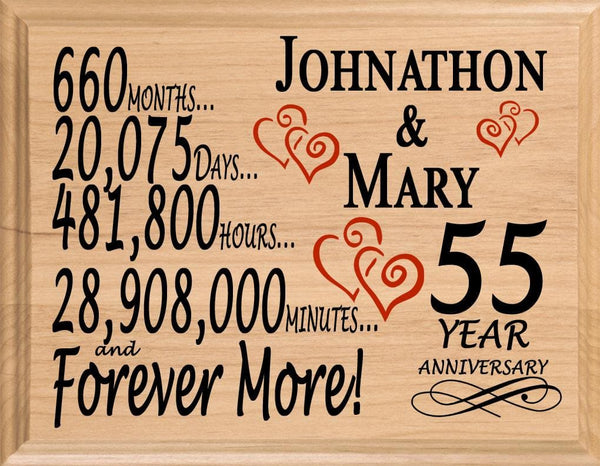 55th Anniversary Gift Personalized 55 Year Wedding Anniversary Present