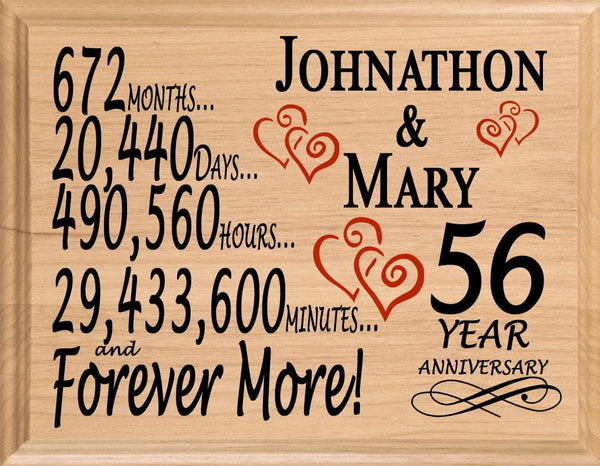 56th Anniversary Gift Personalized 56 Year Wedding Anniversary