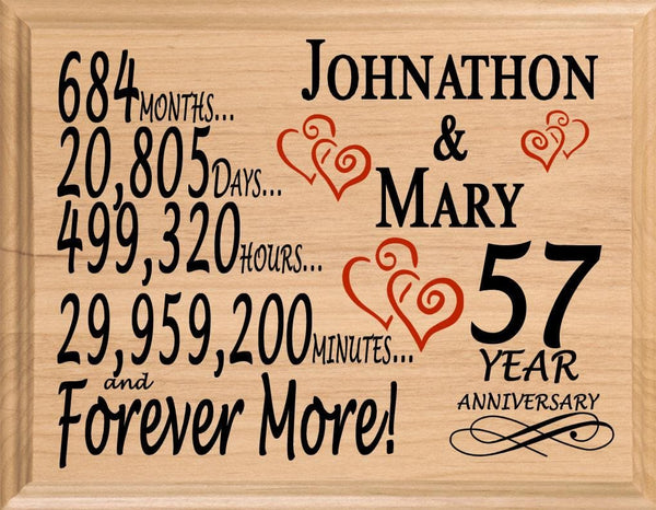 57th Anniversary Gift Personalized 57 Year Wedding Anniversary Present