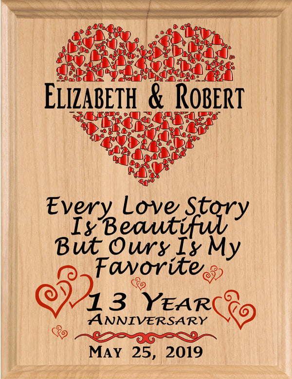 Personalized 13 Year Anniversary Gift Sign Every Love Story