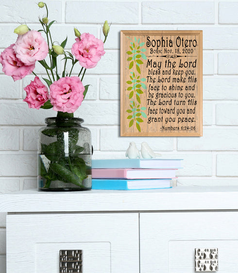 May The Lord Bless & Keep You Plaque PERSONALIZED Baptism Gift for Boy or Girl