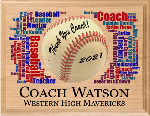 Great Baseball Coach Gift Plaque Personalized Team Appreciation Gift