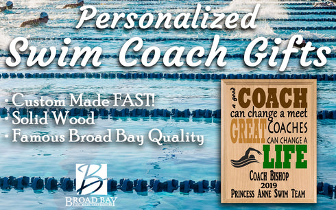 Custom Swim Team Coach Gift Plaque For Great Swimming Coaches