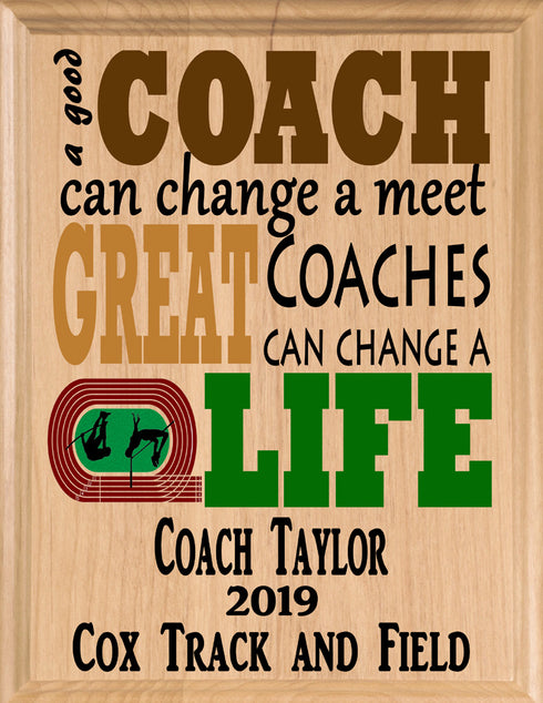 Track Coach Plaque Gift For Great Team Coaches