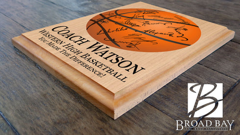 Personalized Basketball Coach Gift Signable Plaque From Team