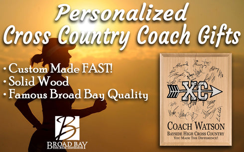 Custom Cross Country Coach Gift Plaque SIGNABLE for Team Notes & Signatures