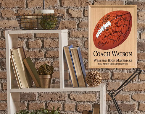 Football Coach Gift Plaque Signable by Team For Great Coaches