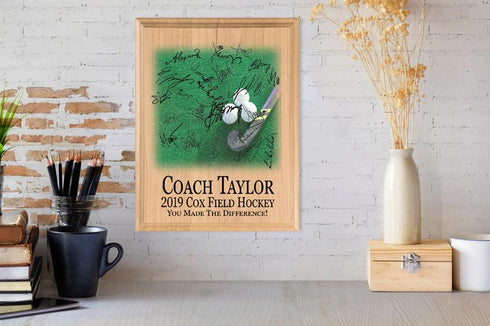 Field Hockey Coach Gift Plaque Personalized and Signable By Team